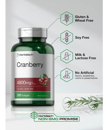 Premium Cranberry Supplement 4800mg | 300 Softgels | Non-GMO & Gluten Free Concentrate Extract by Horbaach - Buy Online on GoSupps.com