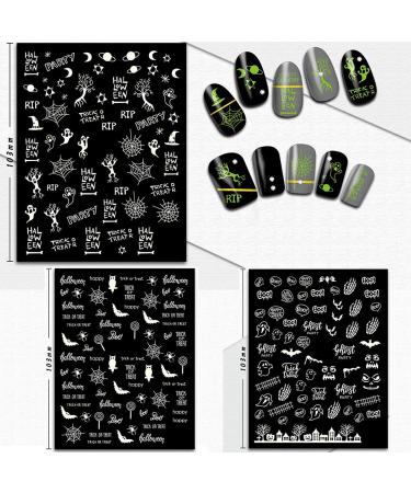 TailaiMei Halloween Nail Stickers - 9 Sheets Glow in the Dark Fluorescent Nail Decals for DIY Manicure | Perfect for Halloween Nail Art - Buy Online on GoSupps.com