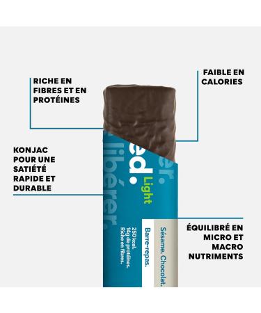 Feed. Chocolate Sesame Slimming Meal Bars | 250kcal Low Sugar | Konjac Protein Fiber & 25 Vitamins & Minerals | Made in France Vegan & Gluten Free | 6x70g - Buy Online on GoSupps.com