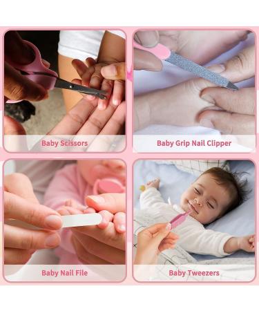 Baby Grooming Kit - 26 in 1 Nursery Essentials Baby Registry Shower Gift for Newborns Infants Toddlers Boys Girls Kids-Safety Baby Comb Brush Finger Toothbrush Nail Clippers Scissors(Pink) - Buy Online on GoSupps.com