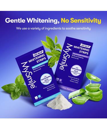 MySmile Teeth Whitening Strips Hydroxyapatite-Infuse White Strips Non-Sensitive Tooth Whitener with Soothing Natural Ingredients Enamel-Safe Residue-Free Non-Slip (28 Count) 28 Count (Pack of 1) - Buy Online on GoSupps.com