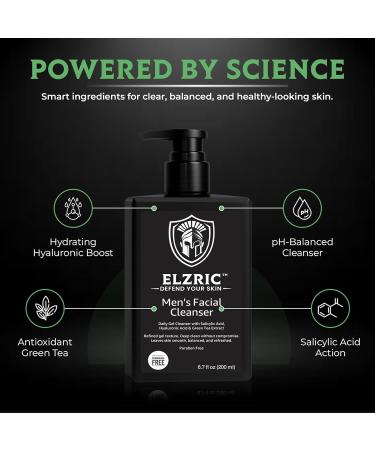 Elzric Men s Facial Cleanser Deep Cleansing & Hydrating Face Wash for Oily Dry & Sensitive Skin Exfoliating Daily Cleanser with Salicylic Acid Green Tea & Amino Acids 6.7 oz - Buy Online on GoSupps.com