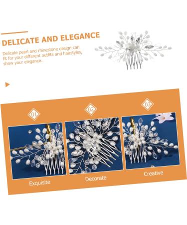 Angoily Bridal Pearl Comb Bride Headpiece Pearl Tiara Barrettes for Girls Bride Hair Comb Bride Hair Clip Headdresses Hair Clips Rhinestone Women's European and American Hair Accessories - Buy Online on GoSupps.com