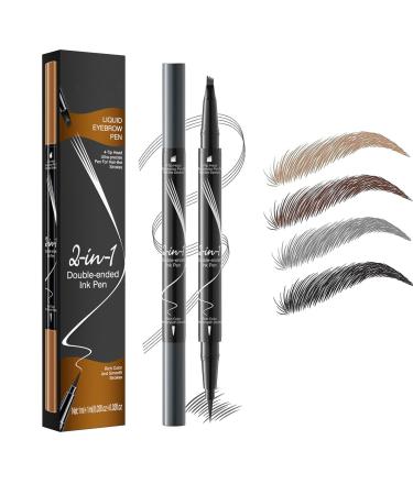 Trailott Eyebrow Pen Trailott Microblading Eyebrow Pen Trailott Brow Pen 2in 1 Liquid Eyebrow Pencil Double Head Liquid Eyebrow Pencil for Natural Makeup All Day (Grey)