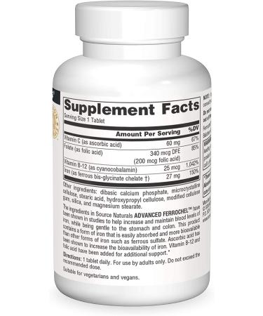 Source Naturals Advanced Ferrochel 180 Tablets - Premium Iron Supplement for Enhanced Absorption - Buy Online on GoSupps.com