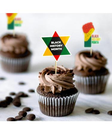 24Pcs Black History Month Cupcake Toppers Black History Month Cupcake Picks for African American - Buy Online on GoSupps.com