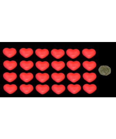 24 x Edible 3D 30mm Icing Red Hearts 20 colours toppers decorations cake (Red)