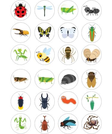 24 edible PRE CUT Insect insects bugs kids childrens party decoration cupcake toppers on wafer rice paper - Buy Online on GoSupps.com