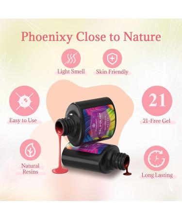 Phoenixy 24 Pcs Autumn Winter Gel Nail Polish Set - White Orange Pink Red Brown Glitter - Soak Off UV Gel with Base Top Coat - Christmas Manicure Gifts for Women - Peachy Pink - Buy Online on GoSupps.com