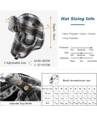 Jeff & Aimy Stylish Plaid Winter Wool Trapper Hat - White Medium - Buy Online on GoSupps.com