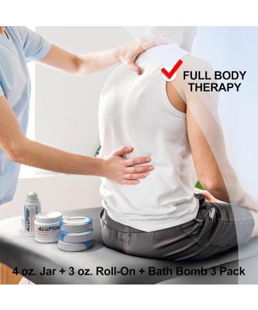 AcuPlus Pain Relief Cream Roll-On & Bath Bombs - Advanced Anti-Inflammatory for Sore Muscles Joints Arthritis Bursitis & Tendonitis - 4 oz Jar & 3 Pk Bath Bombs - Buy Online on GoSupps.com