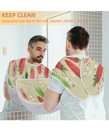 Watercolor Strawberry Beard Bib Apron | Non-Stick Waterproof Hair Catcher for Men | Ideal Grooming Cloth & Gift - Buy Online on GoSupps.com