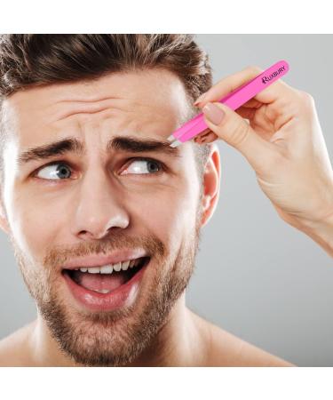 Ruxbury Professional Slanted Tweezers for Ingrown Hair - Stainless Steel Precision Tweezer for Facial Hair Removal - Ideal for Women & Men (Pink) - Buy Online on GoSupps.com
