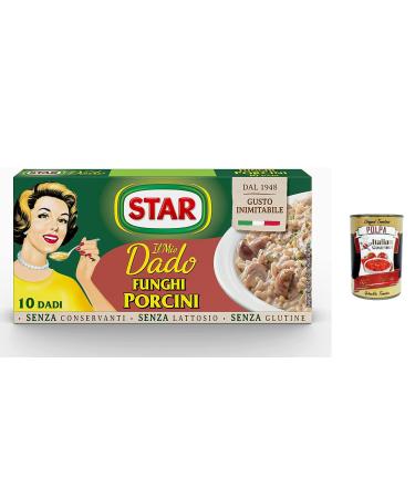 Italian Gourmet E.R. Star Dado Funghi Porcini Brodo Lot de 3 cubes de soupe de bouillon 10 pz + polpa gourmet italien 400 g