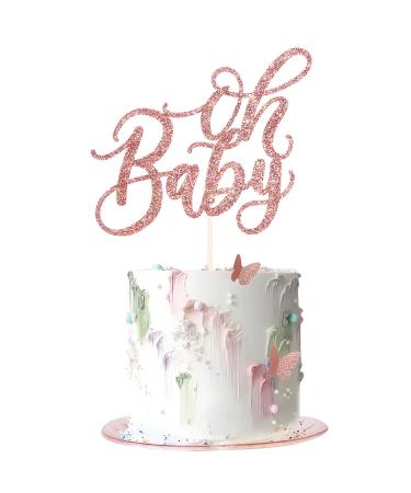 Gold Oh Baby Cake Topper - Acrylic Happy Birthday Baby Shower Cake Decoration Anniversary Rose Gold
