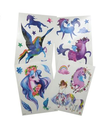 Oottati Temporary Tattoo Stickers - Fairy Tale Horse Wing Unicorn Design - 8 Sheets for Women - Buy Online on GoSupps.com