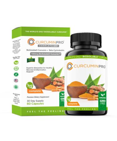 CurcuminPro Complete Vegan | BioSoluble Brown Rice Protein & Organic Turmeric Curcumin Supplement | Plant-Based Formula for Daily Wellness | 60 Count