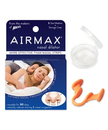 AIRMAX Nasal Dilator for Better Sleep - Natural, Comfortable, Anti Snoring Device, Snoring Solution for Maximum Airflow and Easier Breathing (Medium - Orange) Medium (Pack of 1)