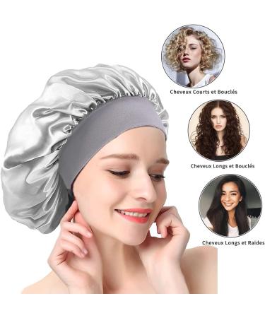 AliLeader 2Pcs Silk Hair Bonnet for Sleeping - Black+Silver - Buy Online on GoSupps.com
