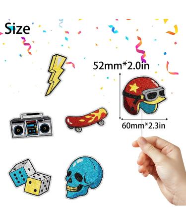 Retro Rock Party Theme Happy Birthday Cupcake Toppers for Kids 18-PC Set - It's perfect as a boys or girls hip-hop themed party rock themed party or baby shower party decoration - SugarGera - Buy Online on GoSupps.com