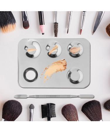 Palette de M lange Maquillage en Acier Inoxydable 2 Pi ces Grosse Taille Carr e 5 Trous avec Spatule Plateau de M lange Fond de Teint et Pigments pour Nail Art et Maquillage - Buy Online on GoSupps.com