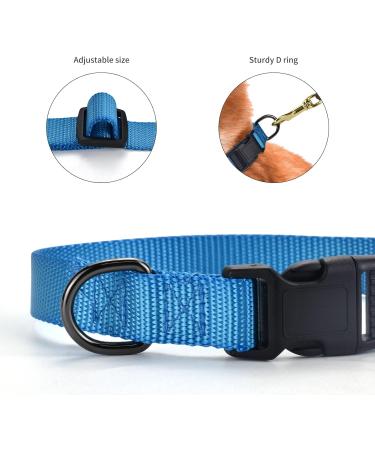 Audwud Thick Nylon Dog Collar - Classic Adjustable Neck Band for Small Medium & Large Dogs - 4 Sizes - Beach Blue - Buy Online on GoSupps.com