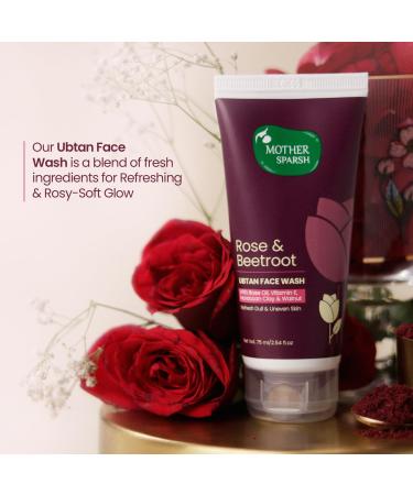 Mother Sparsh Rose & Beetroot Face Wash for Dull Dry & Uneven Skin | Infused with Extracts of Rose Beetroot & Papaya For Healthy Moist Skin | Soap Free Sulphate-free Hydrating Face Wash- 75 ML - Buy Online on GoSupps.com