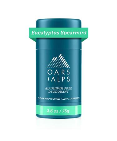 Oars + Alps Aluminum Free Deodorant for Men and Women Dermatologist Tested and Made with Clean Ingredients Vegan Eucalyptus Spearmint 1 Pack 2.6 Oz 1ct - Eucalyptus Spearmint 2.6 Ounce (Pack of 1)