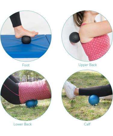 Navaris Peanut Duo Ball & Massage Ball Set - 1x Fascia Ball & 1x DuoBall for Neck Shoulder & Back Relief - Blue with Carry Bag - International Shipping Available - Buy Online on GoSupps.com