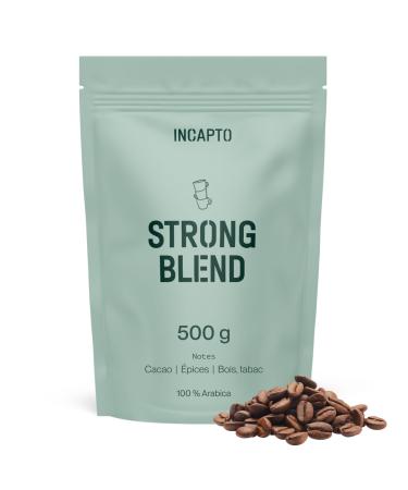 Incapto Caf en Grain Strong Blend 500g | M lange 80% Arabica et 20% Robusta | Fort et Amer | Origines Ouganda Br sil et P rou | Torr faction Naturelle