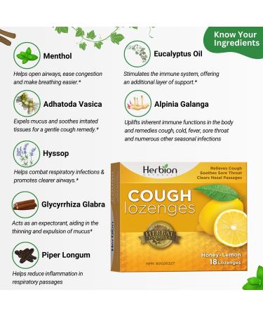 Herbion Naturals Cough Drops Honey Lemon 18 Count - Buy Online on GoSupps.com