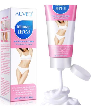 Intimate Hair Removal Cream - Gentle Depilatory for Sensitive Skin - Painless Bikini Genitals Armpits Legs Shaving Cream - 60ML Pink - Buy Online on GoSupps.com