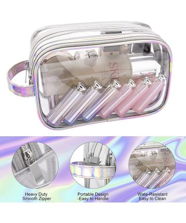 Lermende Clear 2 Layer Makeup Bag Water-Resistant PVC Travel Organizer for Women - Silver - Buy Online on GoSupps.com