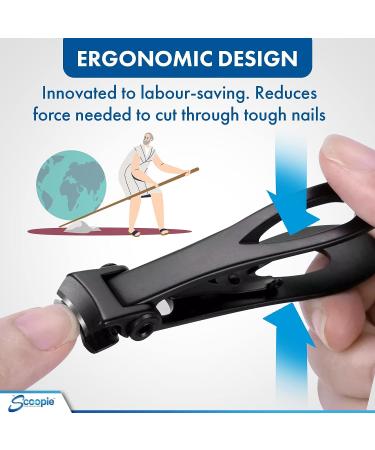 Ultra Wide Jaw Nail Clippers for Thick Nails - Large Black Cutters for Men & Women - Pedicure Kit with Nano Fiber Nail File - Buy Online on GoSupps.com
