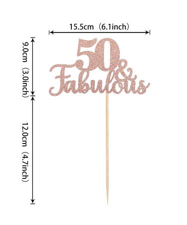 50 & Fabulous Glitter Cake Topper - Happy 50th Birthday & Anniversary Party Decor (Rose Gold) - Buy Online on GoSupps.com