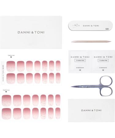 Danni & Toni Gilded Sunset Half Hardened Gel Nail Foils - Pink Silver Glossy Nail Set | Self-Adhesive UV Gel Nail Wraps 28 Stickers - Buy Online on GoSupps.com