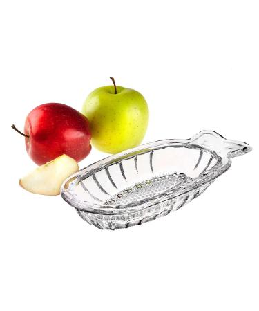 DESTALYA Glass Apple Grater for Baby Food Crystal Grater for Fruits Vegetables Healthy Puree Maker Small Manual Food Processor Grater Plate Kitchen Tool