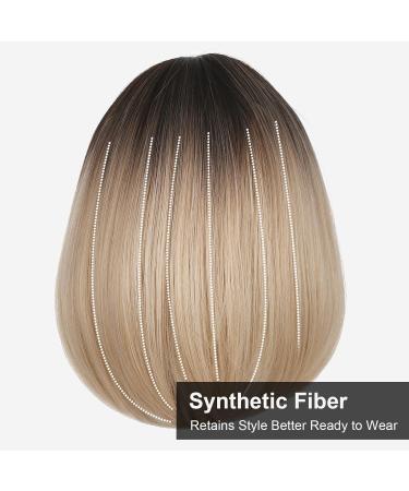 Short Blonde Bob Wig for Women - 12 Natural Straight Synthetic Short Bob with Bangs - #1 Color - Cosplay, Halloween, Cute Style - Buy Online on GoSupps.com