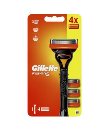 Gillette Fusion5 Men's Razor + 4 Blade Replacement with 5 Friction-Reducing Blades Shave You Barely Feel Black