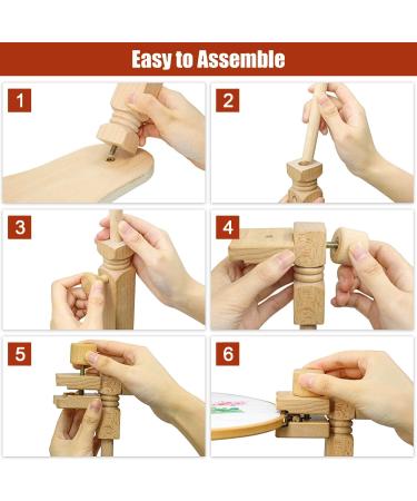 Rotating Cross Stitch Embroidery Hoop Stand - Hands-Free Lap Holder for Needlework Projects | Natural Beech Wood - Buy Online on GoSupps.com
