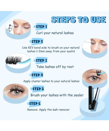 KevKev 360 Pcs Mixed Styles Cluster Lashes with Dual-side Brush and Mirror Lash Book - D-Mix (8-16mm) Thin Band & Soft Lashes - Cloudy Cirrus Sprout - Buy Online on GoSupps.com