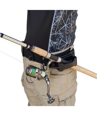 RILEYSON Fly Rod Holder,3rd Hand Belt,Fishing Wading Belt,Fishing Belts Outdoor Lure Fishing Essential Tool with 25pcs Soft Lures, Black