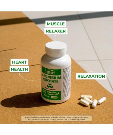 Supersmart Magnesium Orotate 1500mg - Muscle Relaxer & Heart Health Support - Stress Relief & Sleep Aid | Non GMO, Gluten Free - 90 Capsules - Buy Online on GoSupps.com