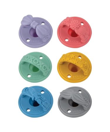 Nuby 3-D Sili Soother Pacifiers with Soft Handle and Two Safety Air Holes 2 Pack 0+ Months Purple Bow and Pink Flowers - Buy Online on GoSupps.com