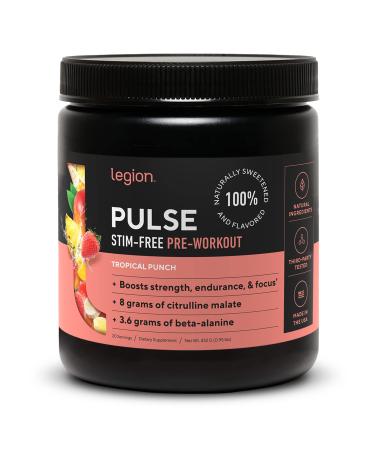 LEGION Pulse Pre Workout Supplement - All Natural Nitric Oxide Preworkout Drink to Boost Energy  Creatine Free  Naturally Sweetened  Beta Alanine  Citrulline  Alpha GPC (Caffeine Free Tropical Punch) - Buy Online on GoSupps.com