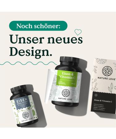 Nature Love Iron Tablets with Vitamin C - 240 Vegan Tablets - 20mg Iron & 40mg Vitamin C - High Bioavailability Iron Bisglycinate in Germany - Buy Online on GoSupps.com