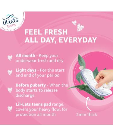 Lil-Lets Teens Liners x 16 - Petite & Slim Pantyliners for Girls & Teenagers | Unscented | Very Light Flow | Breathable & Vegan Friendly - Buy Online on GoSupps.com