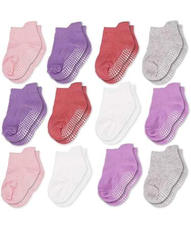 CozyWay Baby Non-Slip Baby Socks Toddler Socks With Grippers Ankle Style 3-5 Years Girls 12 Pairs