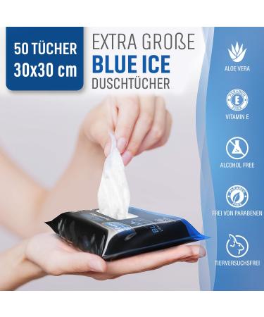 Extra Large Wet Wipes for Men - 50 Pack Blue Ice - 30x30 cm - Perfect for Post-Workout & On-the-Go - Adults Wet Wipes - Buy Online on GoSupps.com