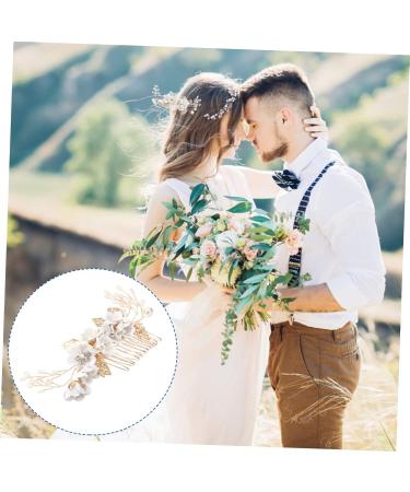 Minkissy Bridal Hair Clips | Gold Pearl Wedding Hair Comb | Crystal Hair Side Ridge Clip for Brides & Bridesmaids - Buy Online on GoSupps.com